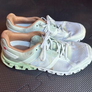 ON Running White and Mint Sneakers